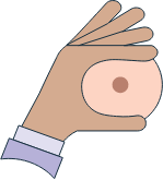 Hand demonstrating breast expression technique.