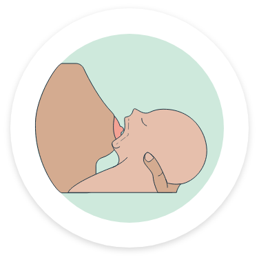 Baby breastfeeding gently held by caregiver.