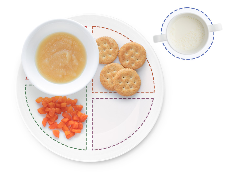 Applesauce carrots crackers meal